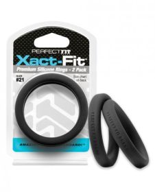 Perfect Fit Xact-Fit #21 2 Pack Black Cock Rings