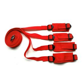 1 Set Of BDSMS Bed Restraints Kit; Wrist Leg Restraint System Hand & Ankle Cuff Bed Restraints Sex Bondage Position Support Sling Sex Play (Color: Red, Items: A)