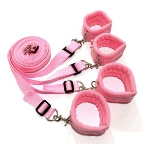 1 Set Of BDSMS Bed Restraints Kit; Wrist Leg Restraint System Hand & Ankle Cuff Bed Restraints Sex Bondage Position Support Sling Sex Play (Color: Pink, Items: B)