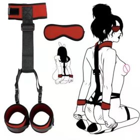 Soft Plush Collar and Handcuffs Set for Couples Sensual Play and Bondage Kit (Color: Red)