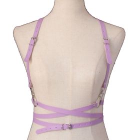 2022 Fashion Trend Women Men Gothic Handmade PU Leather Harness Belts Body Bondage Waist Straps Punk Rock Stylish Accessories (Color: N013-Purple)