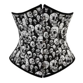 SEXY Gothic Underbust Corset and Waist cincher Bustiers Top Workout Shape Body Belt Plus size Lingerie S-6XL (Color: 7341skull, size: XXXL)