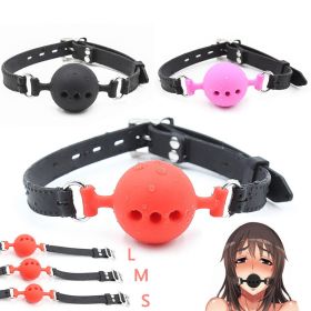 Soft Silicone Gag Ball BDSM Oral Bondage Gear Fetish Open Mouth Breathable Sex Toys For Couples Cosplay Slave Exotic Accessories (Color: red-M)